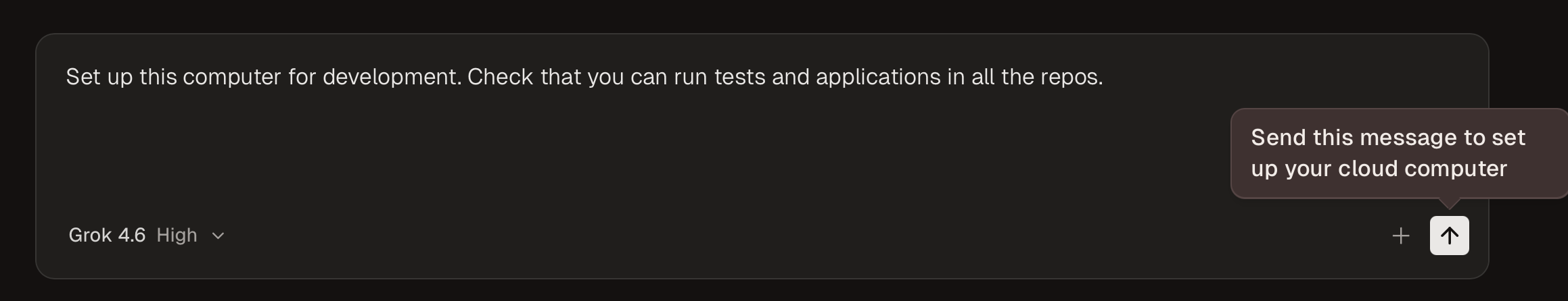 Conductor's pre-filled prompt to set up the Cloud Computer