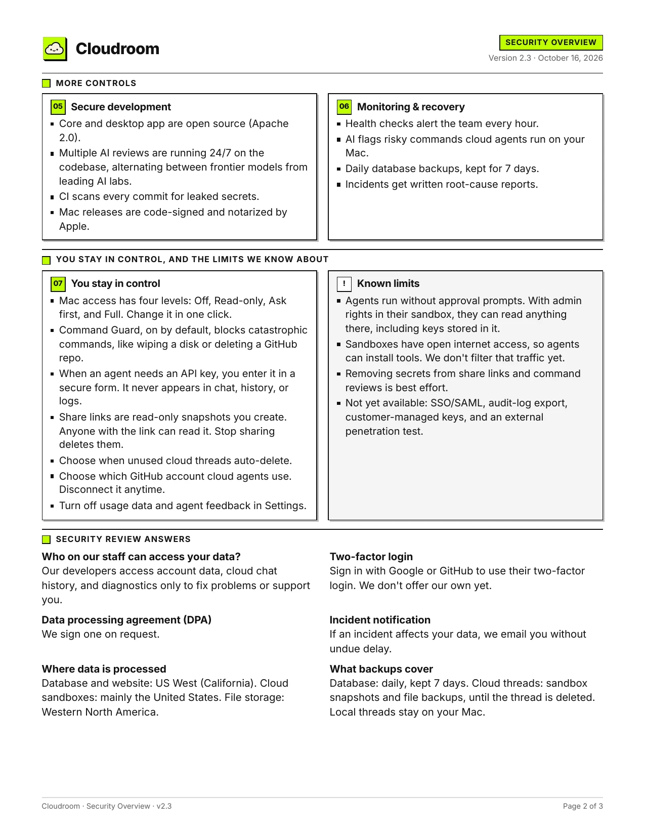 Cloudroom security overview, page 2 of 3