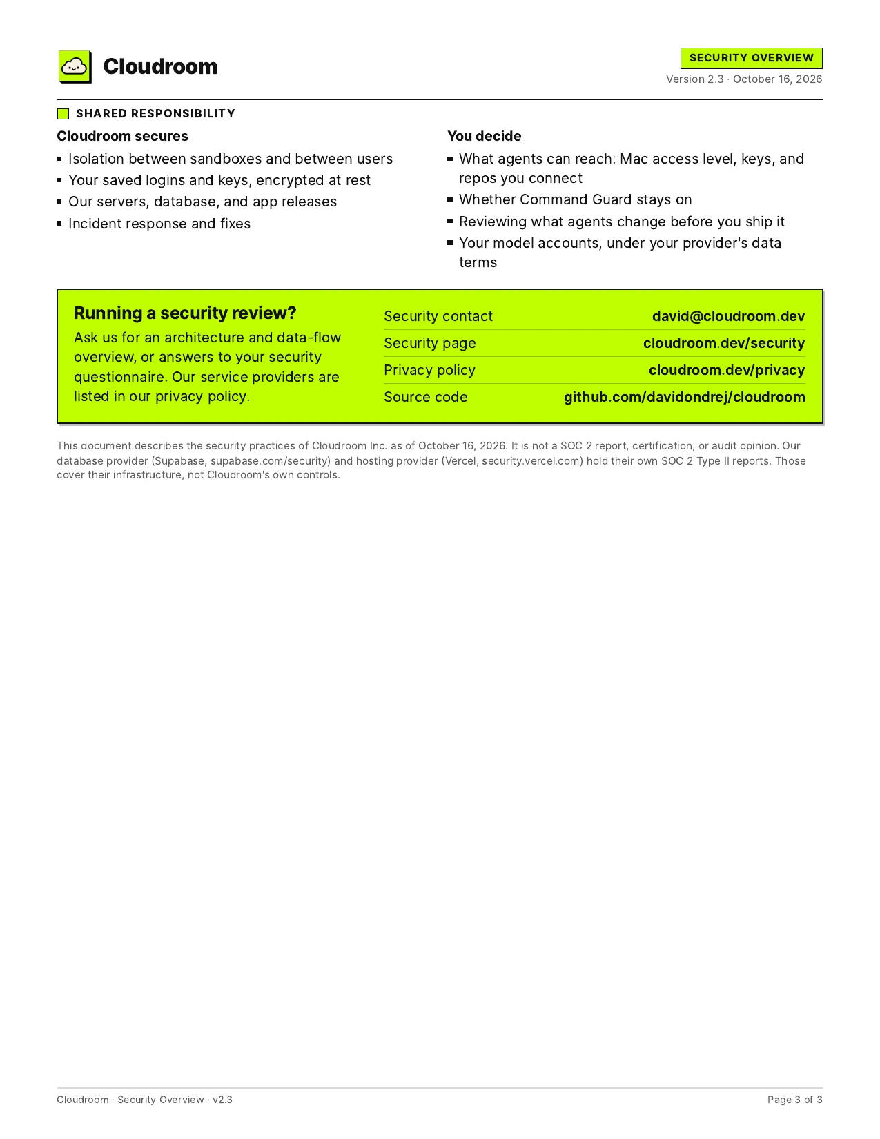 Cloudroom security overview, page 3 of 3